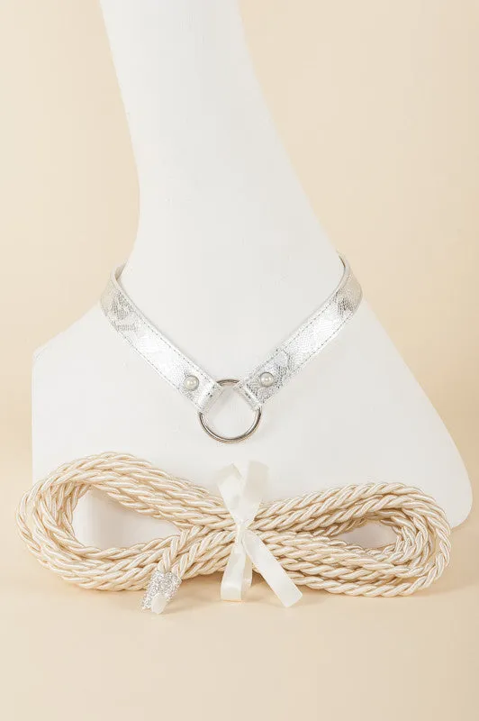 fraulein-kink-silver-lace-lasso-set-halsband-silberspitze image 1