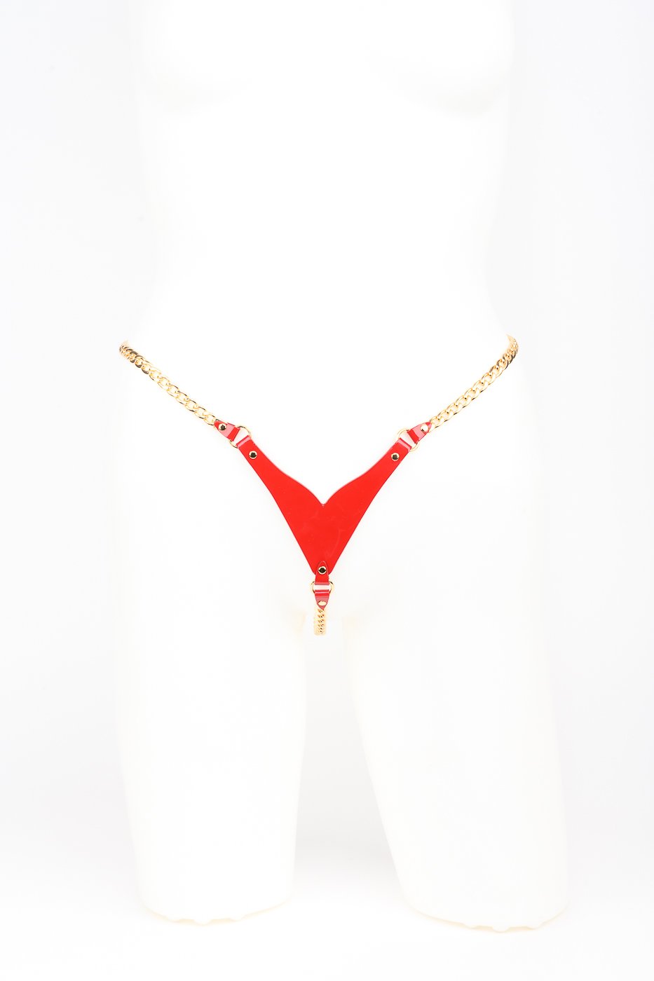 fru00e4ulein-kink-roja-chain-string-string-s-m-rotes-lackleder image 1