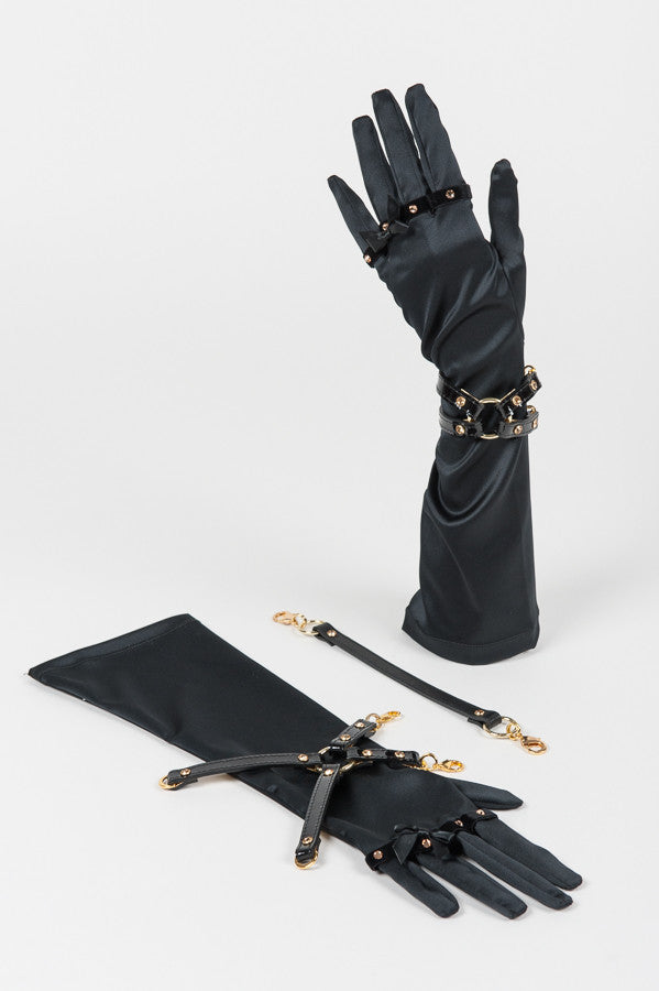 fr-ulein-kink-jet-handschuhe-satin-schwarz-mit-handfesseln image 1