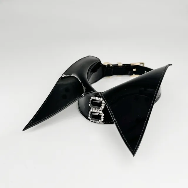 fr-ulein-kink-noir-black-tie-collar-halsband-lackleder image 1