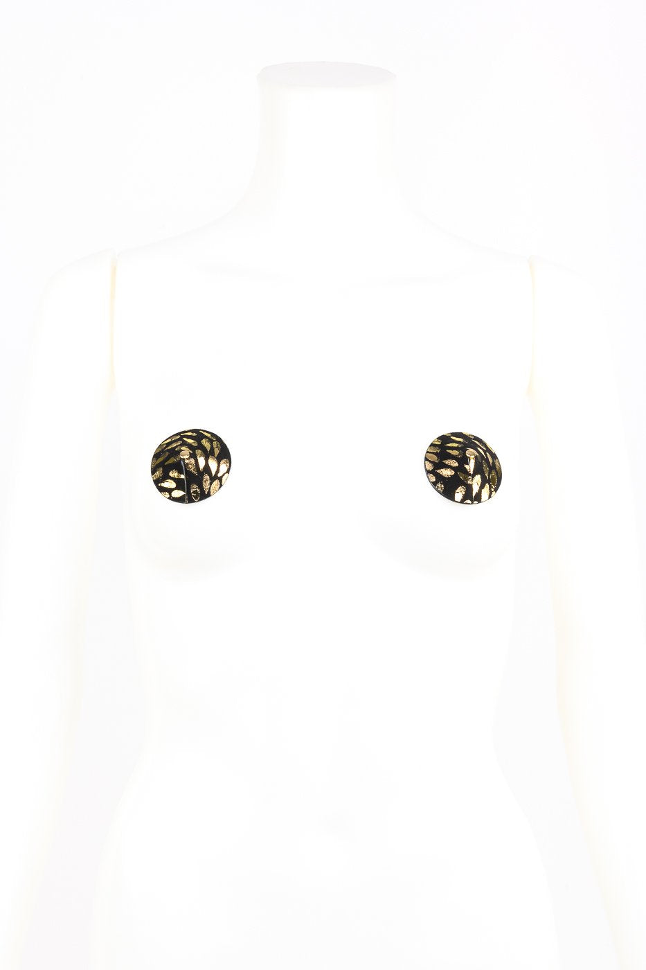 fraulein-kink-deluxe-pasties-gold-schwarz-nieten-nippelcover image 1