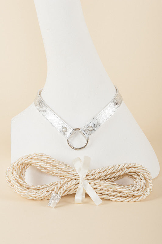 fraulein-kink-silver-lace-lasso-set-halsband-silberspitze image 1