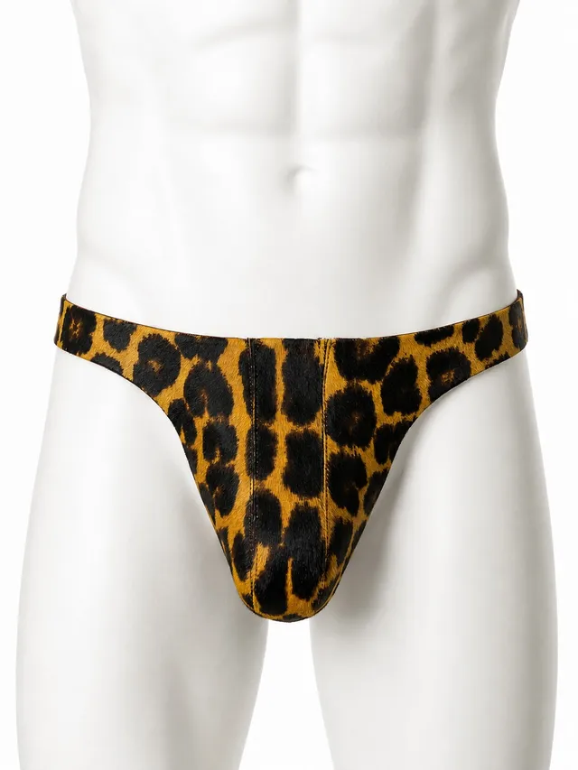 fr-ulein-kink-lingerie-leopard-pony-hair-jockstrap-herren-leder image 1